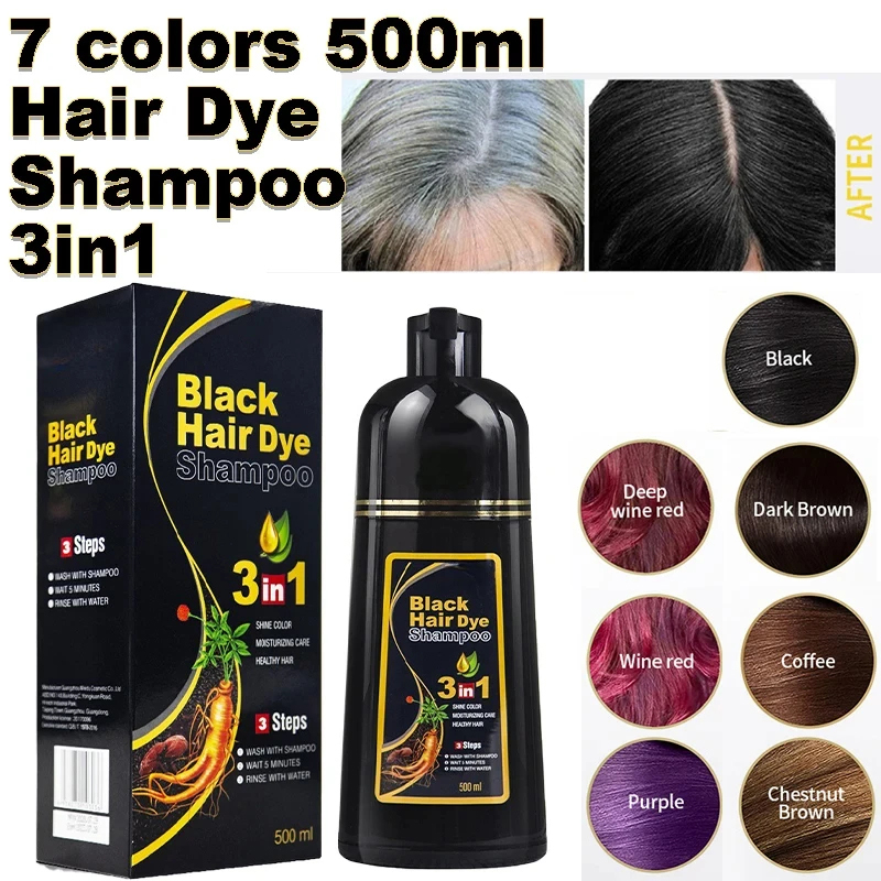 Purple Toning Shampoo - Black Hair Dye Shampoo 3 In