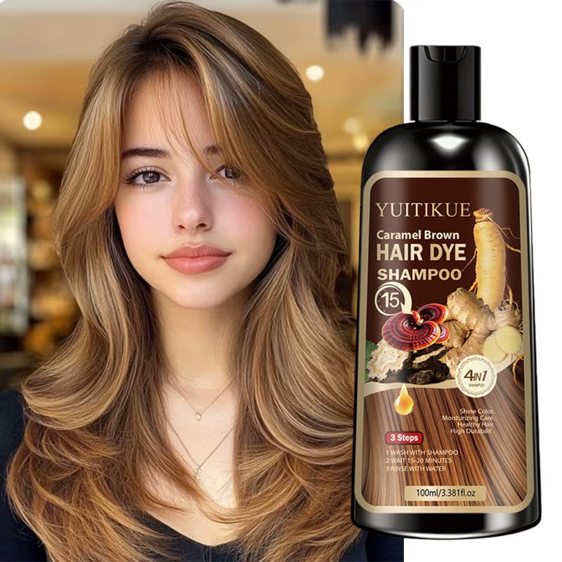 Purple Toning Shampoo - YUITIKUE 4-in-1 Caramel Brown Hair Dye